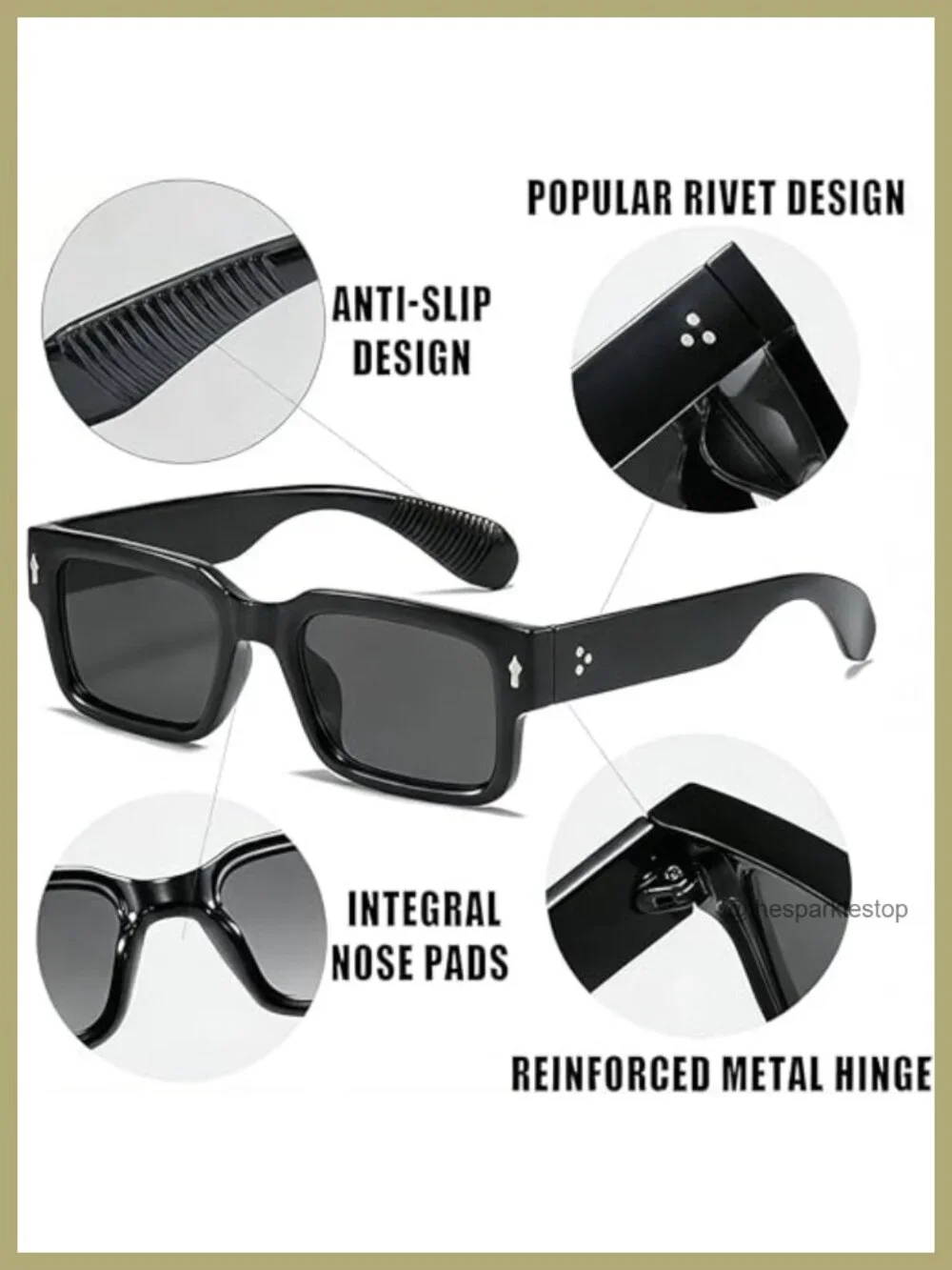 Square Thick Frame UV400 Protection Sunglasses Rectangle Sun Glasses Shades